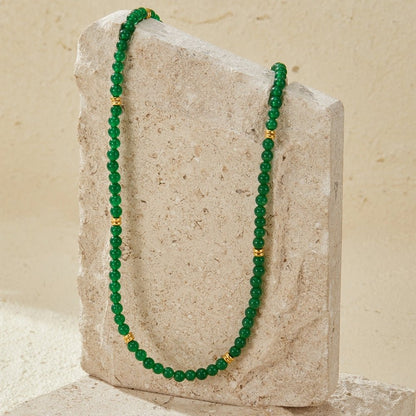 Winona Deep Green Stone-Look Drop Necklace