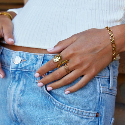 Yuna Angular Faceted Gold-Tone Band Ring