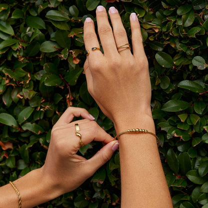Yuri Small Beaded Edge Rounded Gold-Tone Bangle