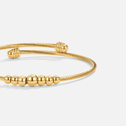 Yuri Small Beaded Edge Rounded Gold-Tone Bangle