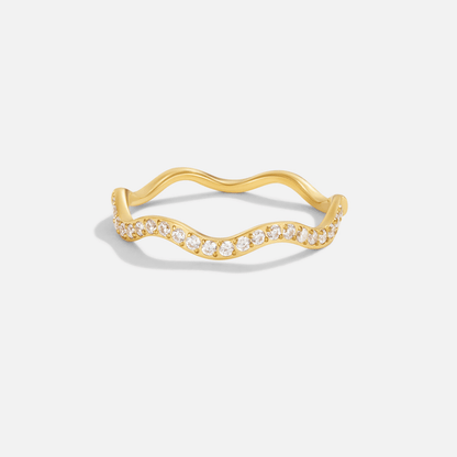 Zenya Rippled Crystal Gold-Tone Ring