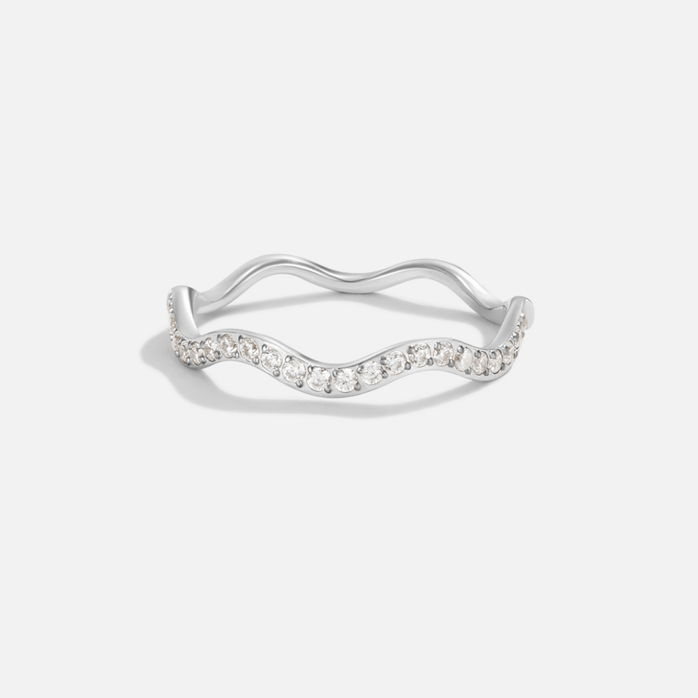Zenya Rippled Crystal Silver-Tone Ring