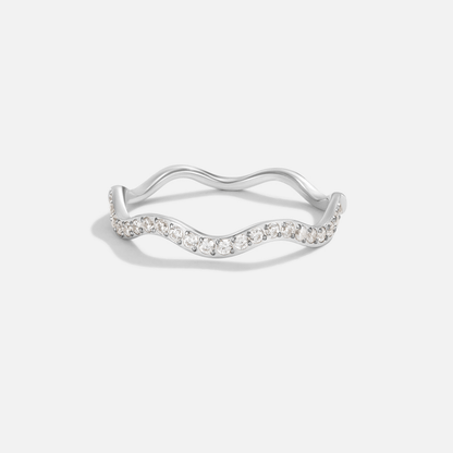 Zenya Rippled Crystal Silver-Tone Ring