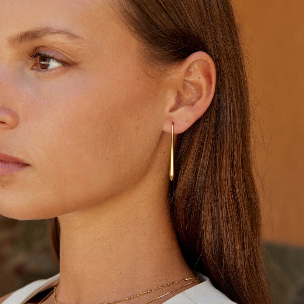 Zia Clean Line Gold-Tone Post Drop Earrings