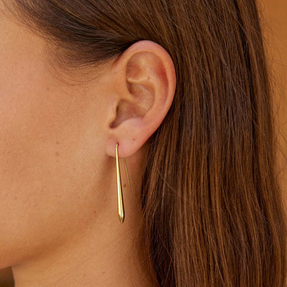 Zia Clean Line Gold-Tone Post Drop Earrings