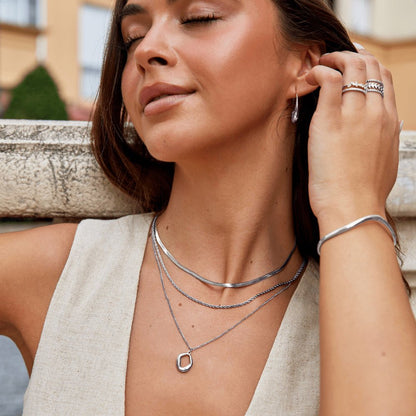 Zola Angular Geometric Silver-Tone Pendant Necklace