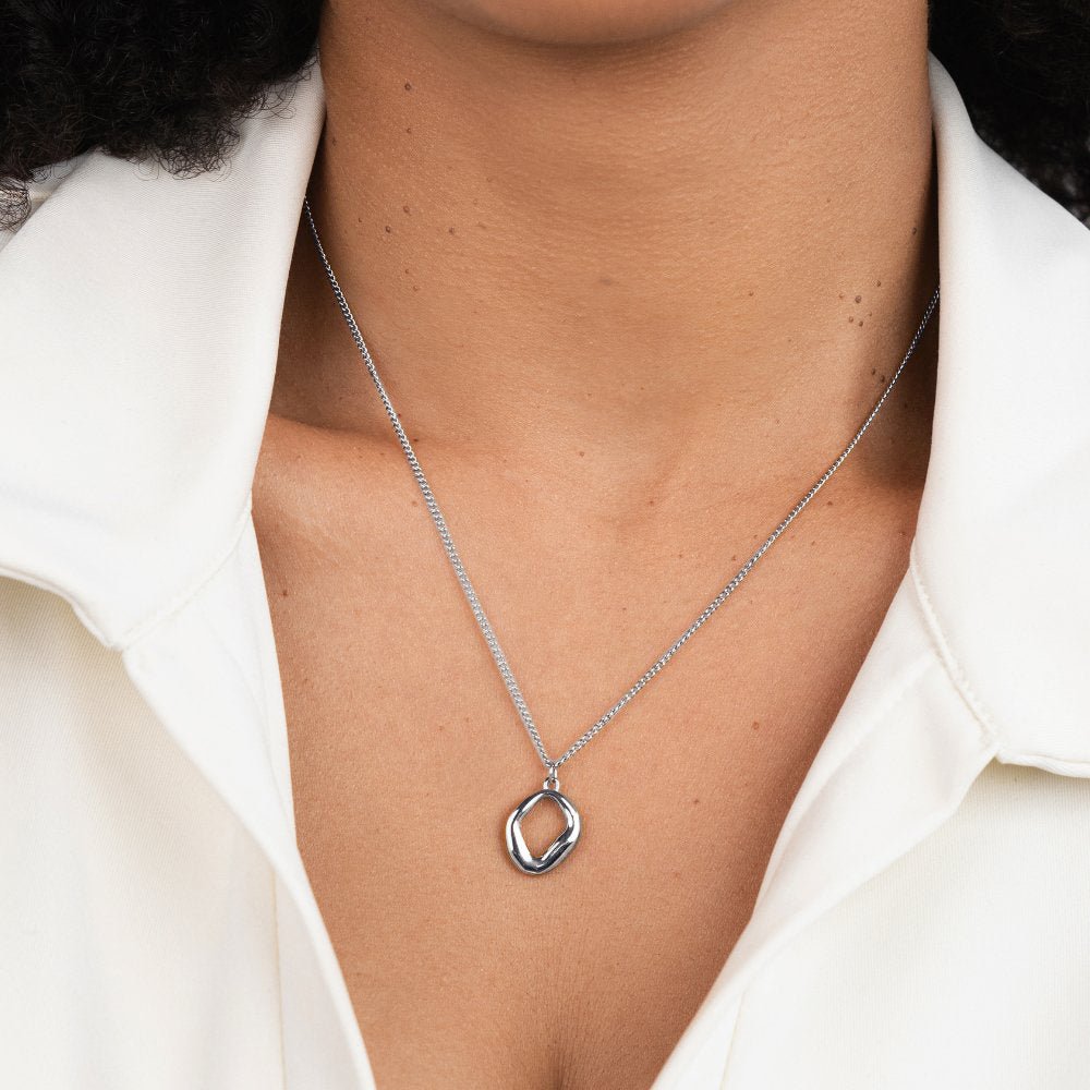 Zola Angular Geometric Silver-Tone Pendant Necklace
